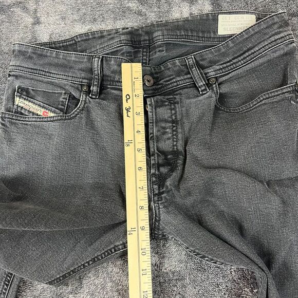 Diesel Sleenker Slim Skinny Black Distressed Button Fly Jeans 33X32(33X30.5) - Picture 11 of 15